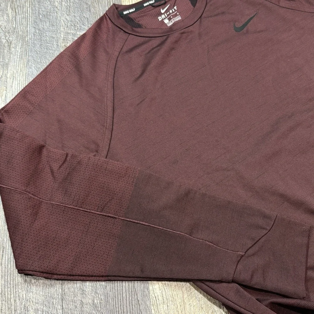Nike Golf Dri-FIT Crewneck Pullover Men's L Burgundy Long Sleeve Performance Top